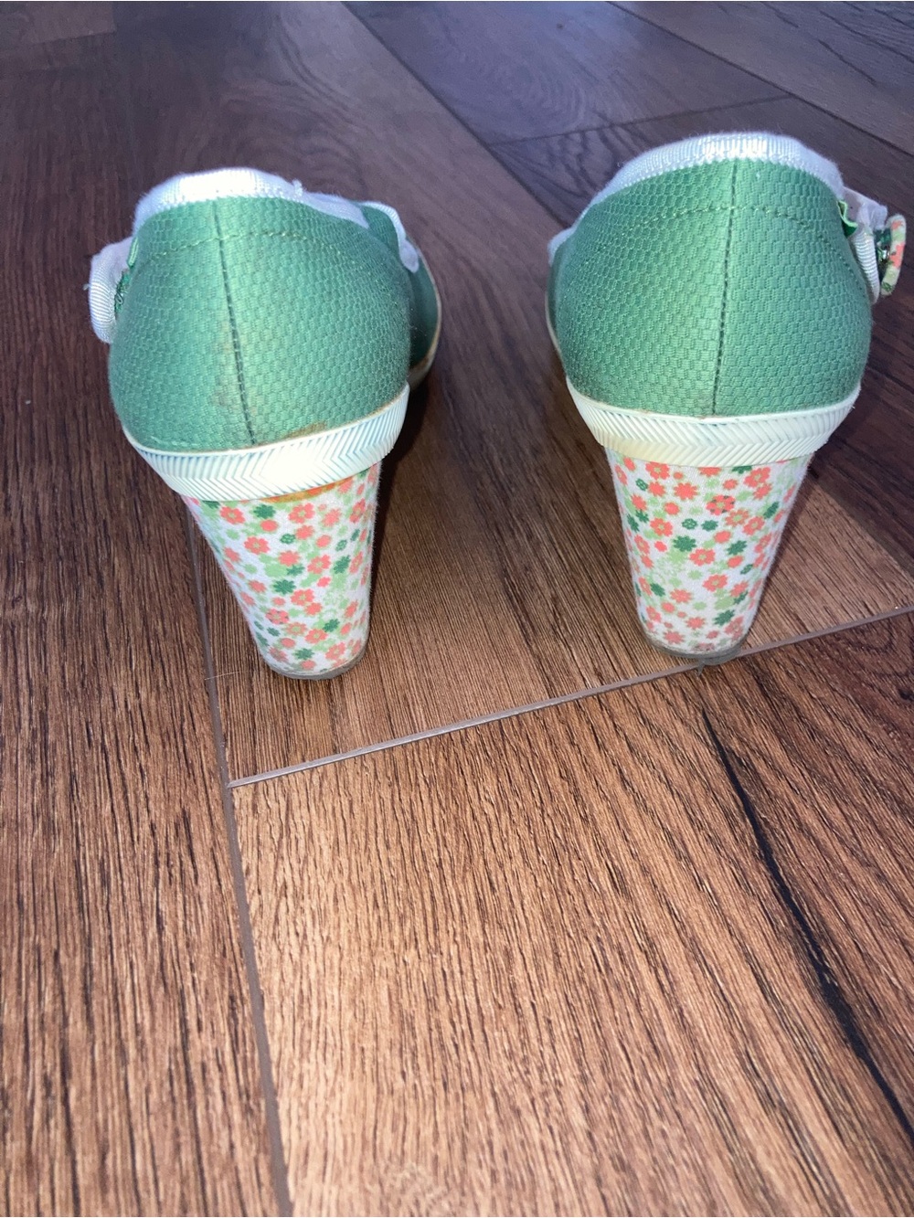 Keds Mint Green Floral Wedge shoe 70s style size 9.5 - Picture 3 of 7